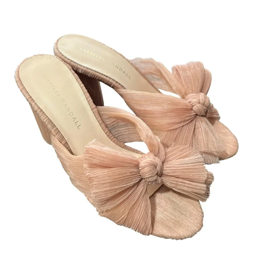 Loeffler Randall Penny Pleated Bow Heel Blush Pink Womens Size 7 - Picture 3 of 10